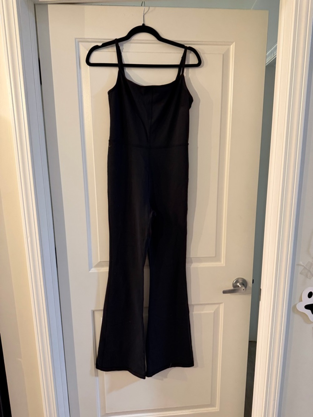 Aritzia Black Fitted Spaghetti-Strap Jumpsuit with Flared Legs